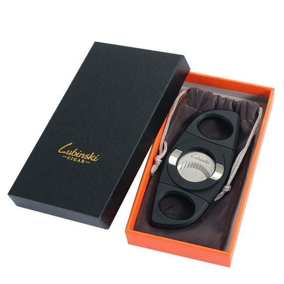 LUBINSKI Black Cigar Cutter Sharp Knife Cigar Guillotine Professional Stainless Steel Accessories Tobacco Clipper Luxury (EC-102B)