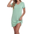 thumbnail image 1 of LUBOT Nightgowns for Women Bamboo Viscose Soft Cooling Breathable Short Sleepshirts Sleepwear V Neck Night Gown Shirt Dress Mint Green M, 1 of 7