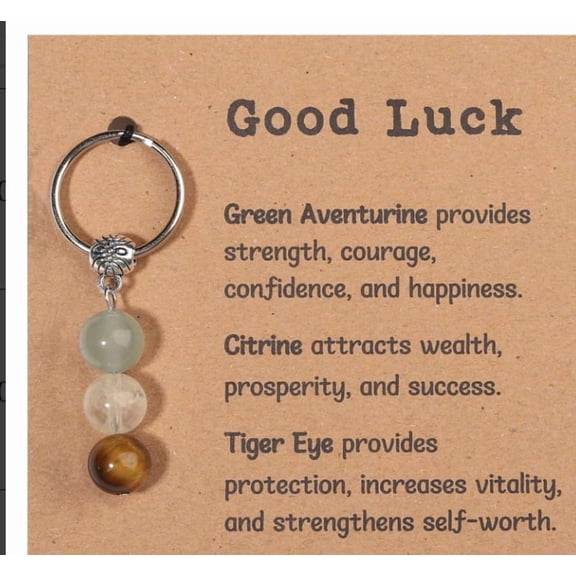 LUBUSY Chalcedony Keychain Moonstone Powder Crystal Accessories Pendant Gift-GoodLuck(B)