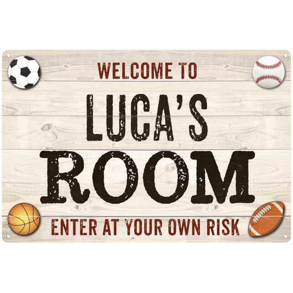 LUCA'S Room Kids Bedroom Sign Boy's 8x12 Metal 208120090402
