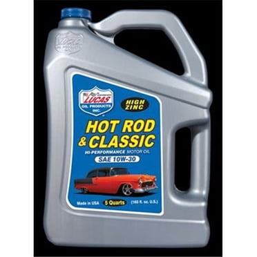 Lucas Oil 10679 SAE 10W-30 Hot Rod & Classic Car Motor Oil W/ High Zinc - 5 Quarts