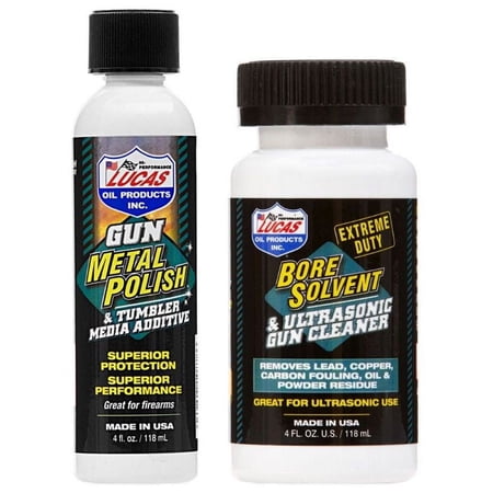 LUCAS OIL Gun Metal Polish 10878 & Extreme Duty Bore Solvent Cleaner 10907 4oz