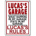 thumbnail image 1 of LUCAS'S GARAGE Metal Sign NOVELTY Polystyrene Metal Sign GARAGE Man cave Size: 16 x 12 Inch, 1 of 5