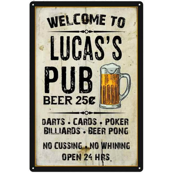 LUCAS'S Pub Sign Vintage Man Cave Bar 16 x 24 Matte Finish Metal 116240028384