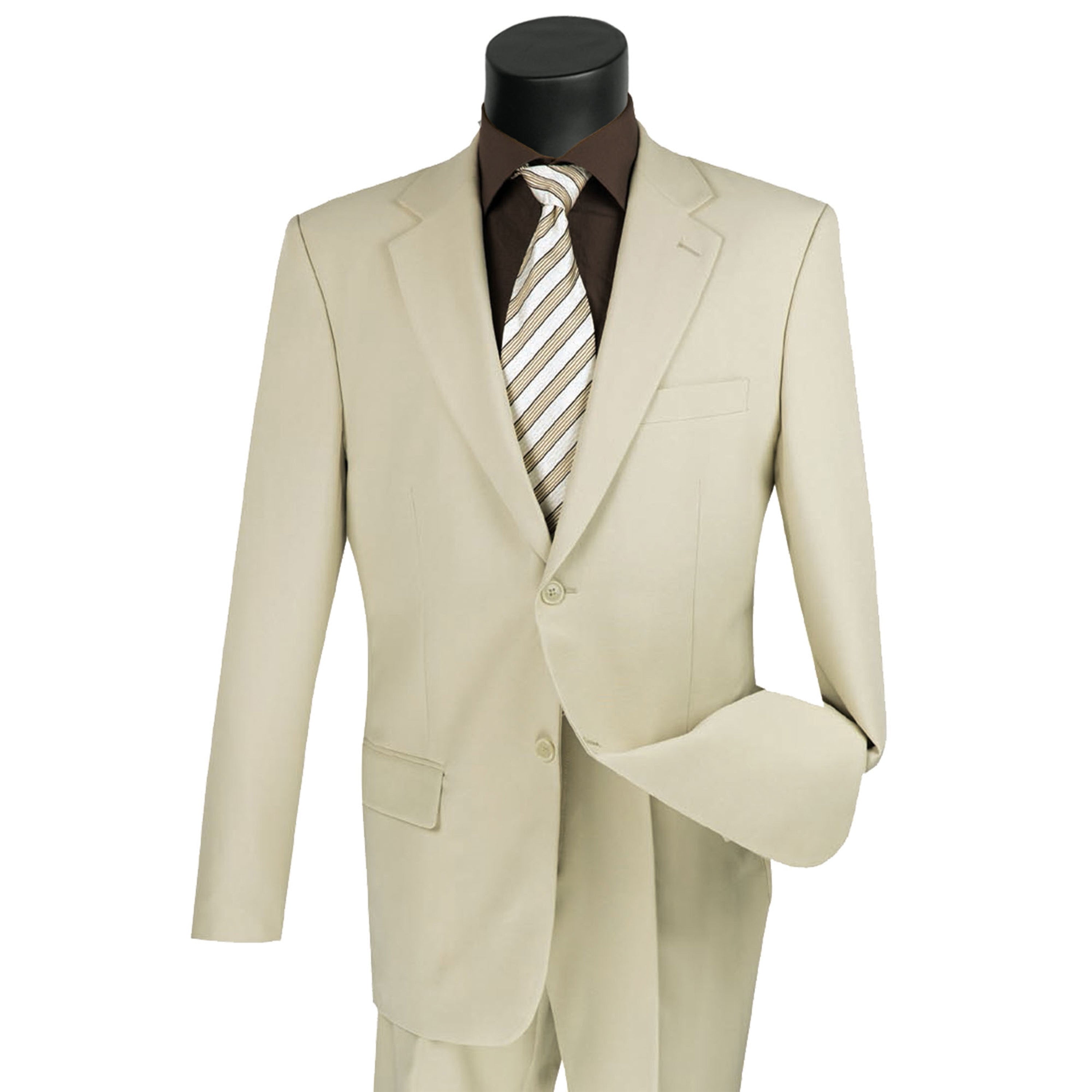 Mens 2 Button Slim Fit Poplin Suit in Beige main image 0