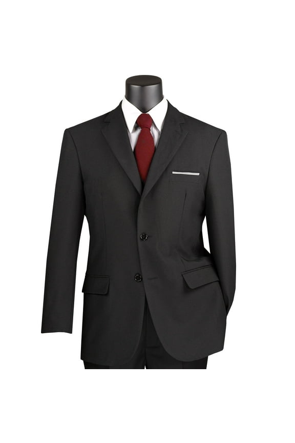 Men's Black 2-Button Classic-Fit Poplin Polyester Suit - NEW - 42R