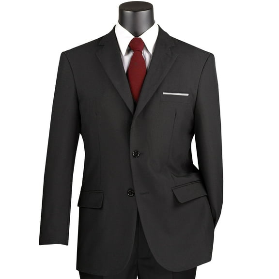LUCCI Men's Black 2-Button Classic-Fit Poplin Polyester Suit - NEW - 42S