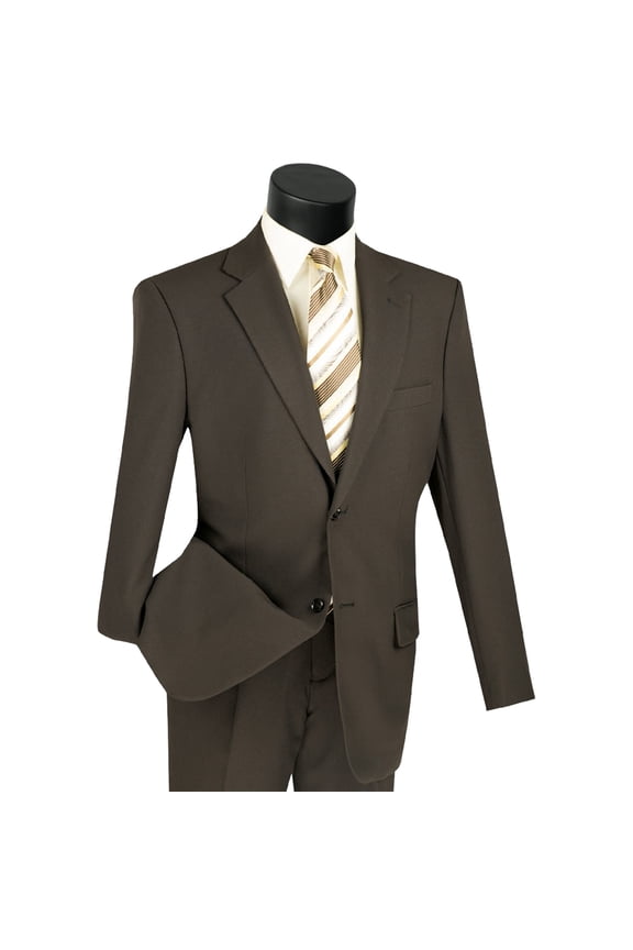 Men's Brown 2-Button Classic-Fit Poplin Polyester Suit - NEW - 42R
