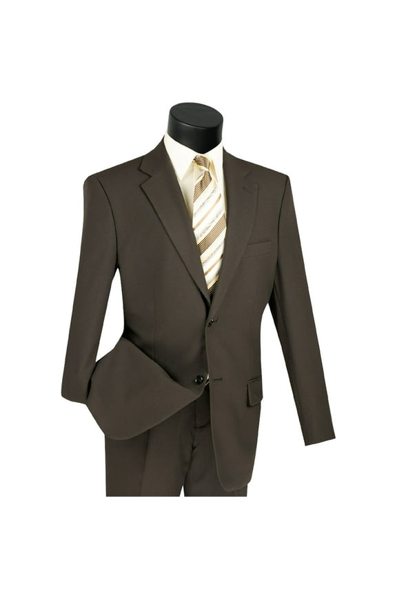 Men's Brown 2-Button Classic-Fit Poplin Polyester Suit - NEW - 56L (Big & Tall)