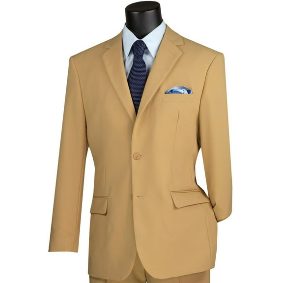 LUCCI Men's Khaki 2-Button Classic-Fit Poplin Polyester Suit - NEW - 50L (Big & Tall)