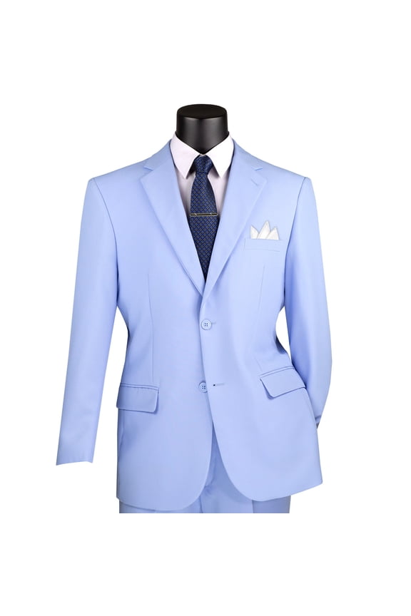 Men's Light Blue 2-Button Classic-Fit Poplin Polyester Suit - NEW - 44R