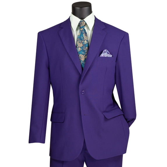 LUCCI Men's Purple 2-Button Classic-Fit Poplin Polyester Suit - NEW - 40L
