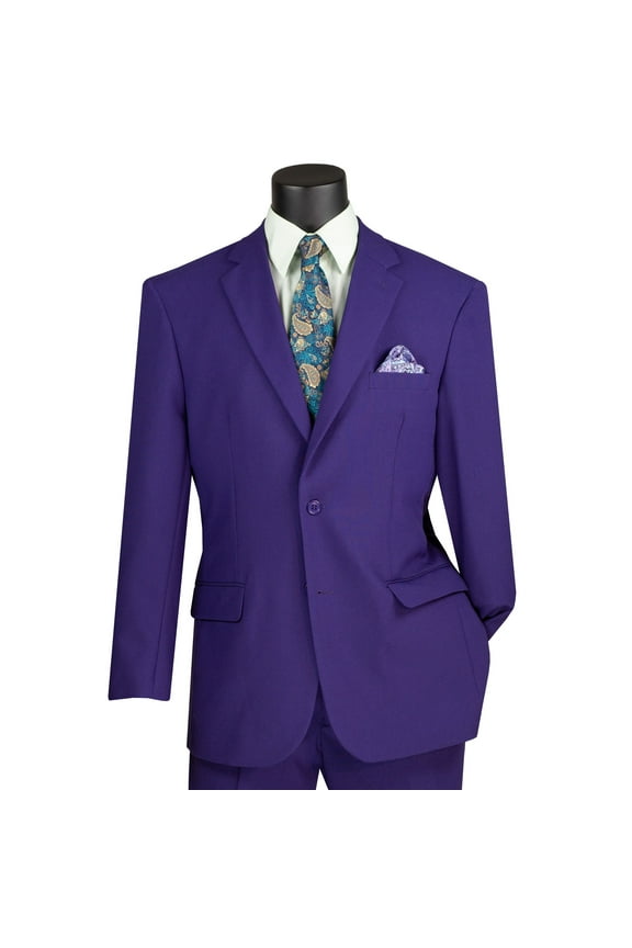 Men's Purple 2-Button Classic-Fit Poplin Polyester Suit - NEW - 52R (Big & Tall)