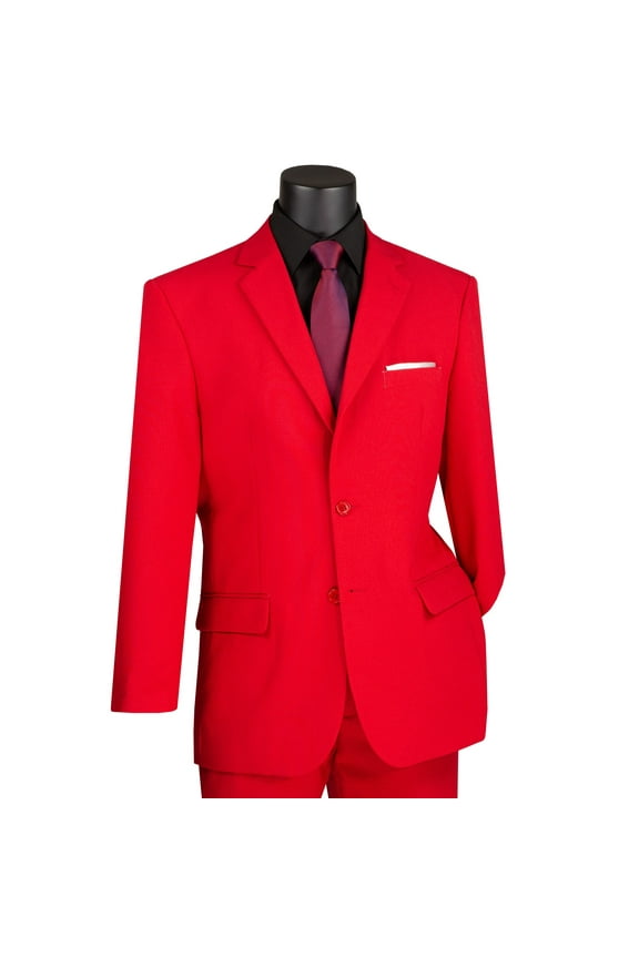Men's Red 2-Button Classic-Fit Poplin Polyester Suit - NEW - 54R (Big & Tall)
