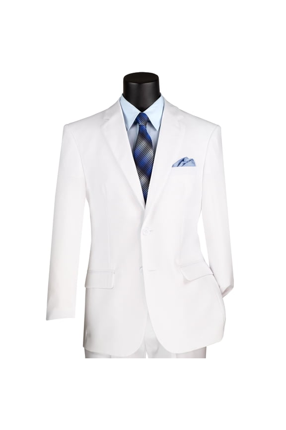 Men's White 2-Button Classic-Fit Poplin Polyester Suit - NEW - 42R