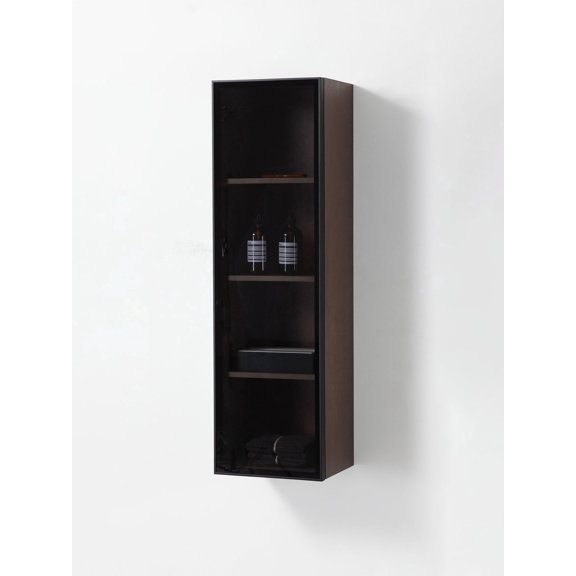 LUCE 13" CHESTNUT OAK/GLASS WALL MOUNT MODERN BATHROOM SIDE CABINET