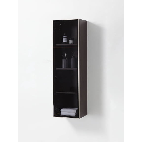 LUCE 13" DARK WALNUT/GLASS WALL MOUNT MODERN BATHROOM SIDE CABINET