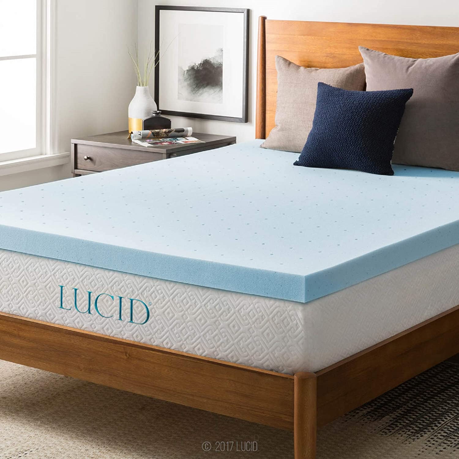 LUCID 3 inch Ventilated Gel Memory Foam Mattress Topper California King Walmart