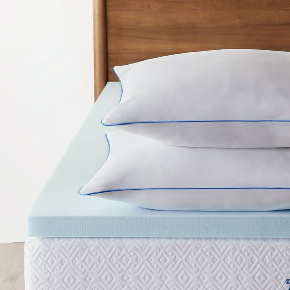 LUCID Bundle 2 inch Gel Memory Foam Topper and 2 Pack Shredded Memory Foam Pillow