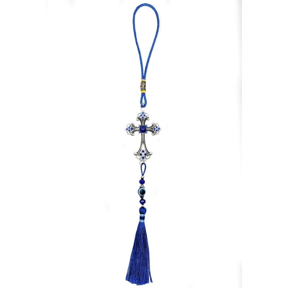 LUCKBOOSTIUM Lucky Evil Eye & Cross Charm Hanging Ornament - Automotive Decorative Accessories