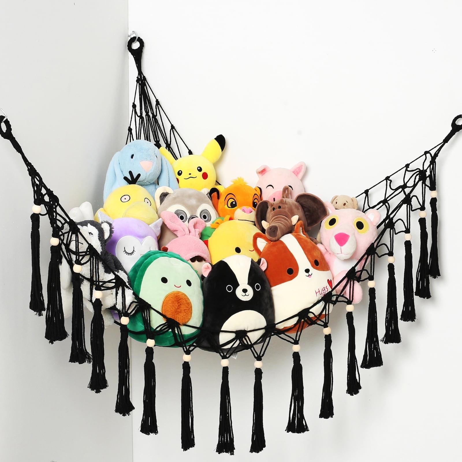 LUCKDEER Stuffed Animal Hammock Macrame Boho Plush Toy Net Hammock for