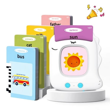 LUCKDEER Talking Flash Cards, Educational Interactive Toys for Toddlers, Preschool Montessori learning Toys for 1-5 Years Old Boys and Girls, 112 Flashcard with 224 Sight Words, White