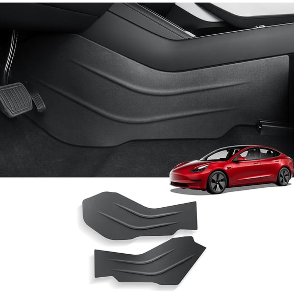 LUCKEASY 2PCS for Model 3 Highland 2024 2025 Accessories Driver Passenger Center Console Lower Anti-Kick Pads Interior Seat Side Protector Cover Waterproof Dust Resistant TPE Black