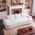 thumbnail image 1 of LUCKHAO 100" Extra Large Curved Front Compressed Sectional Sofa, 3-Seat Boucle Couch, No Assembly Sofa-in-a-Box, White, 1 of 7
