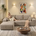 thumbnail image 1 of LUCKHAO 107" L-Shaped Cloud Sectional Sofa with Chaise,Modular Corduroy Upholstered Couch with Deep Seat,No Assembly Required,Modern Sofa for Living Room & Bedroom,Camel, 1 of 8