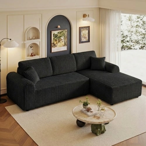 LUCKHAO 110" Modular Sectional Couch with L-Shape Chaise, Modern Cloud Sectional Sofa with Deep Seat, Boneless Modular Couch for Living Room, No Assembly Required