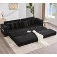 thumbnail image 1 of LUCKHAO 111" L-Shaped Modular Sofa with Ottoman, Cup Holders, Side Pockets, Convertible Couch Bed, 8 Throw Pillows, Corduroy, 1 of 8