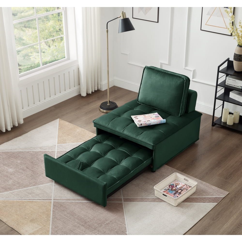 LUCKHAO 3 in 1 Convertible Sleeper Sofa Bed, Modern Velvet Pull-Out ...