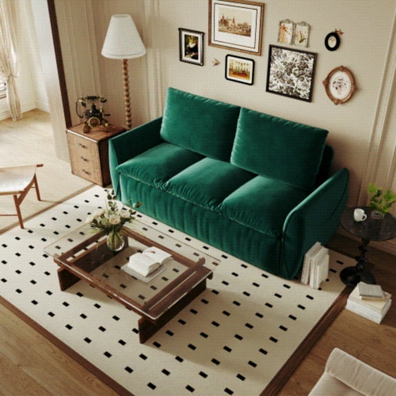 LUCKHAO 70.9" Pull Out Sofa Bed, Hydraulic System Convertible Sleeper Sofa with 2-in-1 Pillow and Blanket Set,Multi-Functional Velvet Loveseat Bed