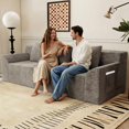 thumbnail image 1 of LUCKHAO 71" Loveseat Sofa, Corduroy Cloud Couch Boneless Sofa with Tilted Armrests, , 2-Seater Sofa with Throw Pillows, Upholstered Deep Seat, No Assembly Required, Camel, 1 of 7