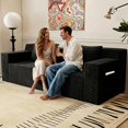 thumbnail image 1 of LUCKHAO 71" Loveseat Sofa, Corduroy Cloud Couch Boneless Sofa with Wide Armrests, , 2-Seater Sofa with Throw Pillows, Upholstered Deep Seat, No Assembly Required, Black, 1 of 6