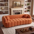 thumbnail image 1 of LUCKHAO 98.4" Modern Compressed Cloud Sofa, 3-Seat Corduroy Couch, No Assembly Sofa-in-a-Box, Orange, 1 of 8