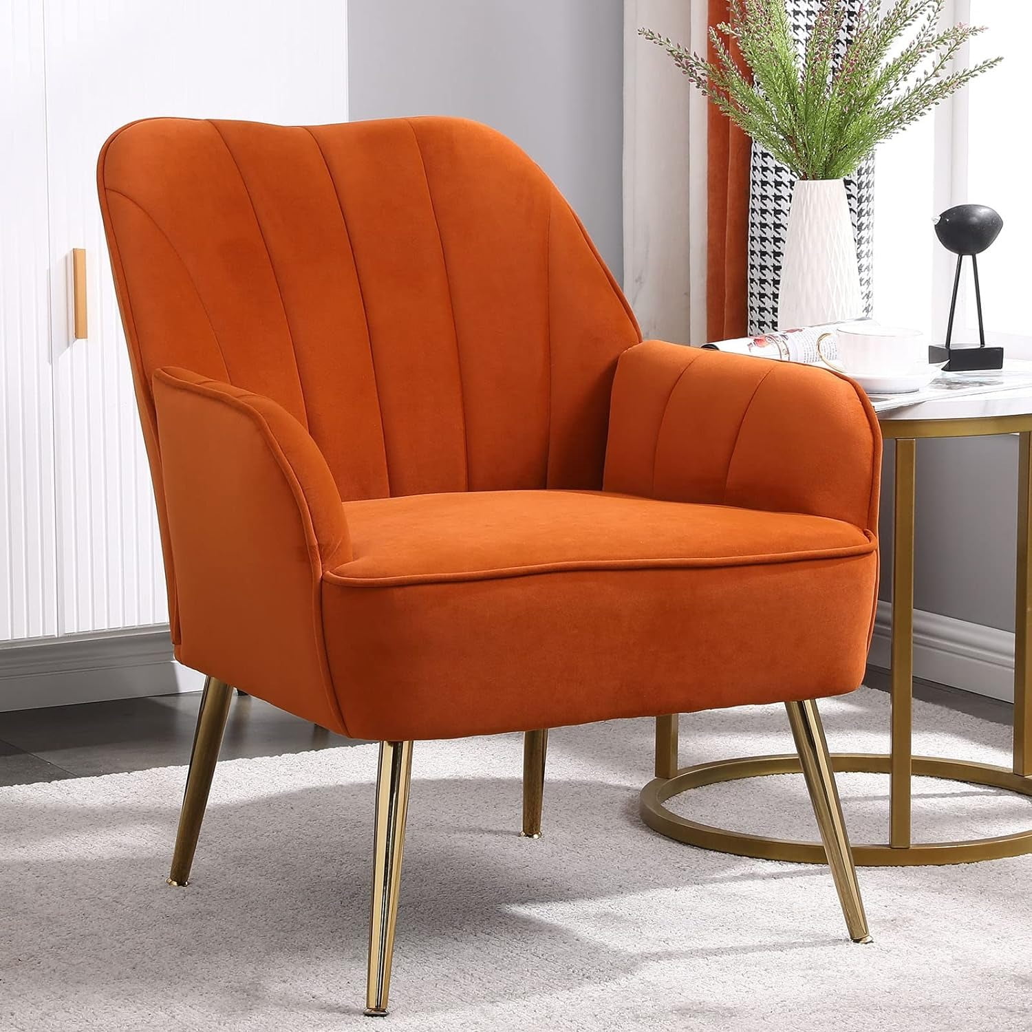 LUCKHAO Accent Chair Set of 2,Modern Mid Century Velvet