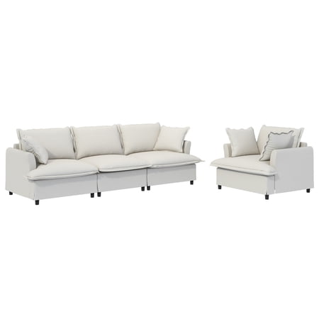 LUCKHAO Chenille Module L Shaped Sectional Couch , 3 Seater Chenille Upholstered Sofa ,Oversized Chaise Single Sofa for Living Room,Bedroom