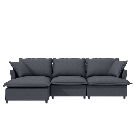 LUCKHAO Chenille Module L Shaped Sectional Couch , 3 Seater Chenille Upholstered Sofa ,Oversized Chaise Single Sofa for Living Room,Bedroom