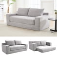 thumbnail image 1 of LUCKHAO Convertible Loveseat Sofa Bed, Corduroy Upholstered 2-in-1 Couch with Memory Foam and Steel Frame, No Assembly Required, Compact Design for Small Spaces, 1 of 18