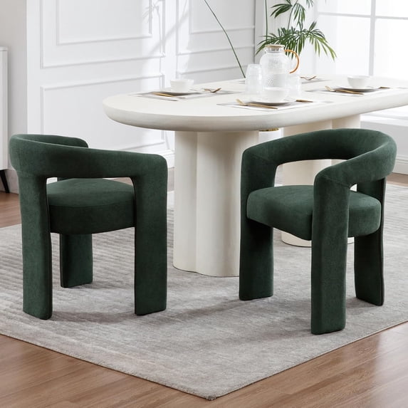 LUCKHAO Dining Chairs Set of 2, Upholstered Barrel Kitchen Chair with Round Back & Arm, Multipurpose Comfy Accent Armchair for Dining Room Living Room