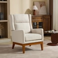 thumbnail image 1 of LUCKHAO High Back Upholstered Mid Century Modern Accent Chair, Cozy Accent Chair with Wood Legs ,Single Sofa Chair Arm Chair for Living Room/Bedroom/Reading Room ﻿, 1 of 12