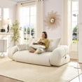 thumbnail image 1 of LUCKHAO 78.7" 3-in-1 Convertible Sofa Bed, Foldable Floor Lounger with Pillows, Soft Teddy Fabric, No Assembly Required(White), 1 of 7