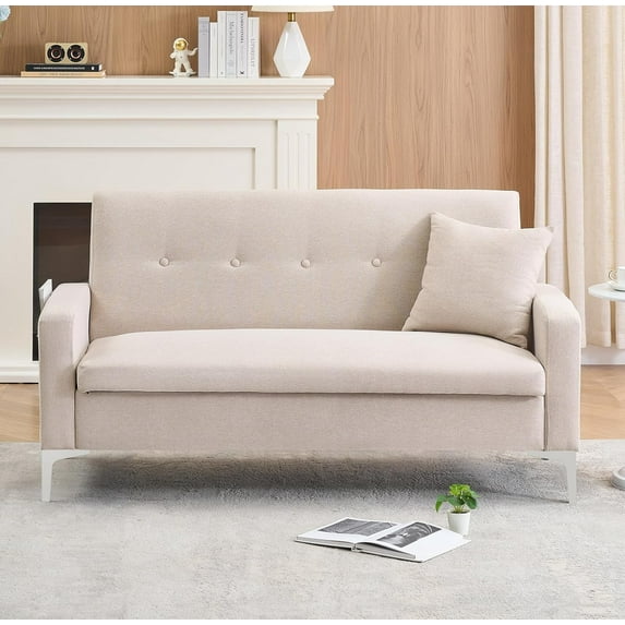LUCKHAO Modern Loveseat Sofa,Upholstered Sofa Couch with Underseat Storage,Comfy Storage 2-Seater Sofa Small Couches for Living Room, Apartment Small Space Office