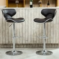 thumbnail image 1 of LUCKHAO Modern Upholstery Airlift Adjustable Swivel Barstool with Chrome Base, Set of 2, 1 of 6