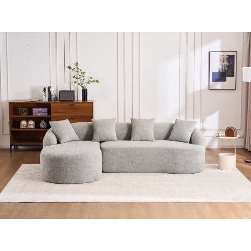 LUCKHAO Modular L- Shaped Chenille Sectional Sofa Couch with Chaise ,Sleeper Sofa Couches , Deep Seater Upholstered Memory Foam Sofa Couch ,No Installation