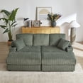 thumbnail image 1 of 84" Corduroy 3-Seater Sofa,Modern Couch Bed,Modular Sectional Sofa,2 Storage Spaces and Cup-Holding Grooves for Apartment,Living Room,Office,Reception Area,Army Green, 1 of 2