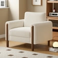 thumbnail image 1 of Oversized Accent Chair, Upholstered Living Room Chairs Single Sofa Chair with Walnut Legs, Curved handrail, White, 1 of 19