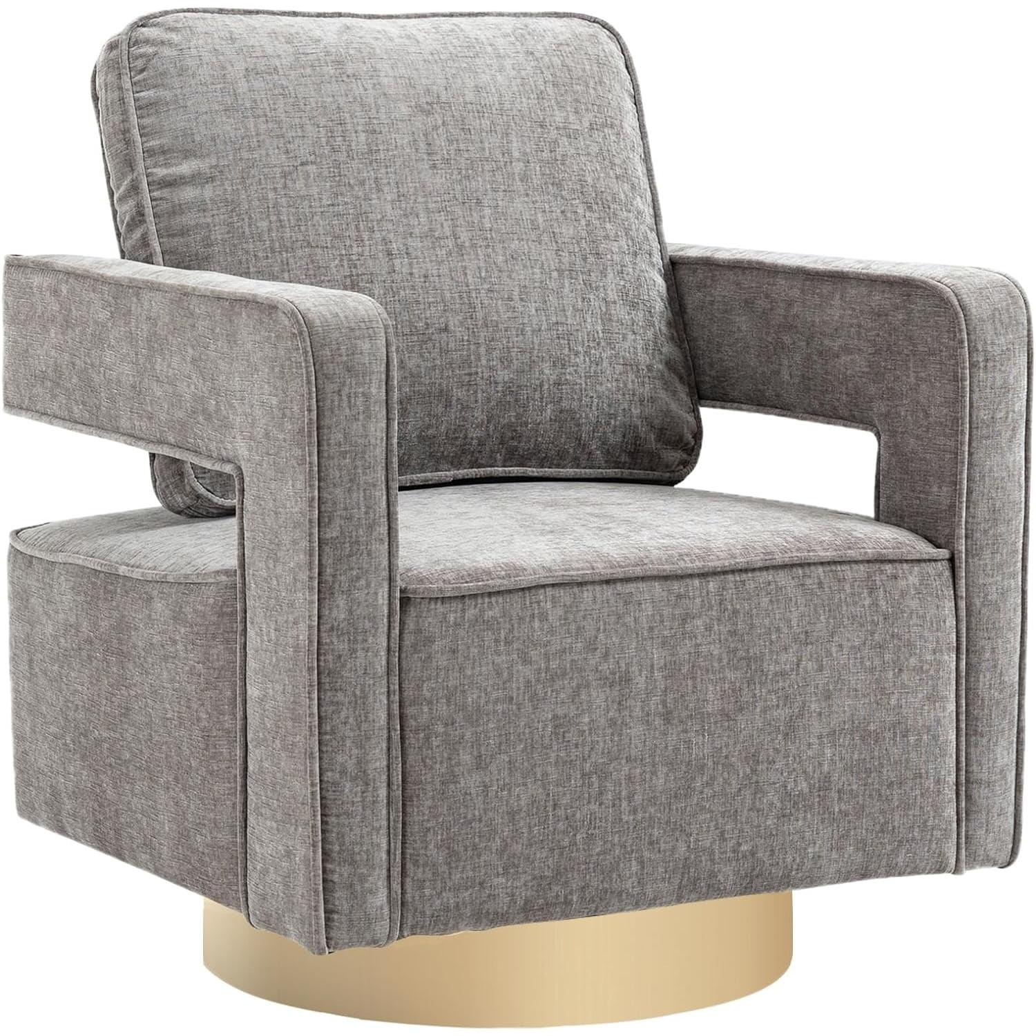 LUCKHAO Swivel Barrel Chair Set of 2 Modern Chenille Swivel Accent