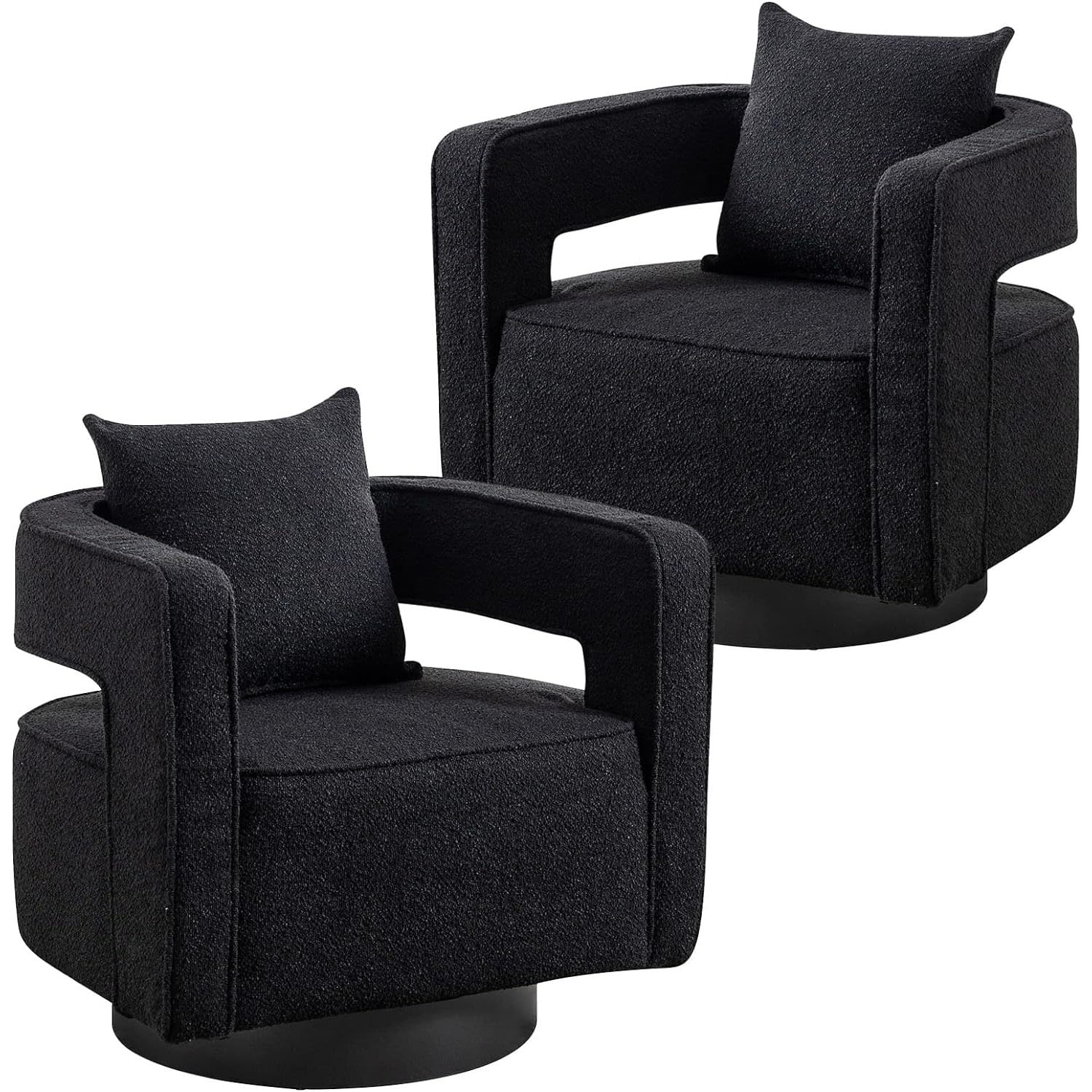 LUCKHAO Swivel Barrel Chair Set of 2 Modern Chenille Swivel Accent